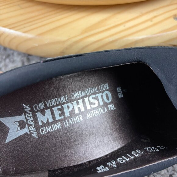 Mephisto Shoes Womens Sz 6.5 Black Patent Leather Slip On Heel Loafer Square Toe - Picture 8 of 11